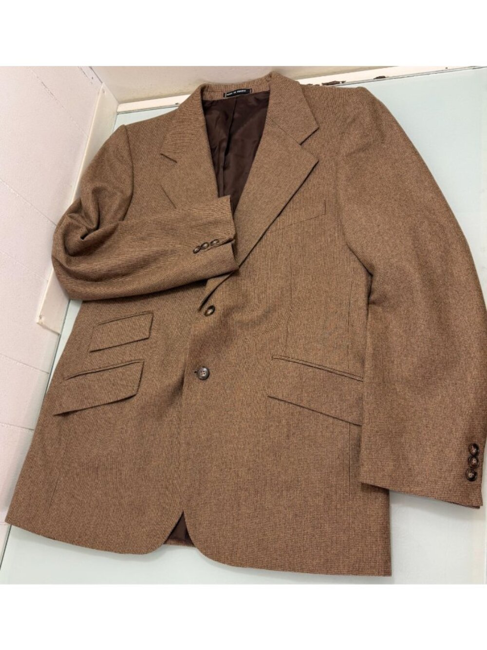 Vintage Yves Saint Laurent Tweed Blazer 40R Double Vent Two Button 70's Rare!